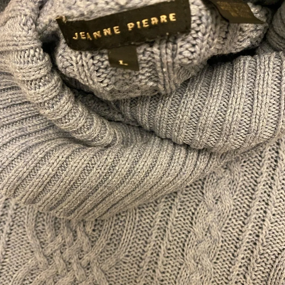 Blue Turtle Neck Chunky Knit Sweater Size Large Women’s Jeanne Pierre